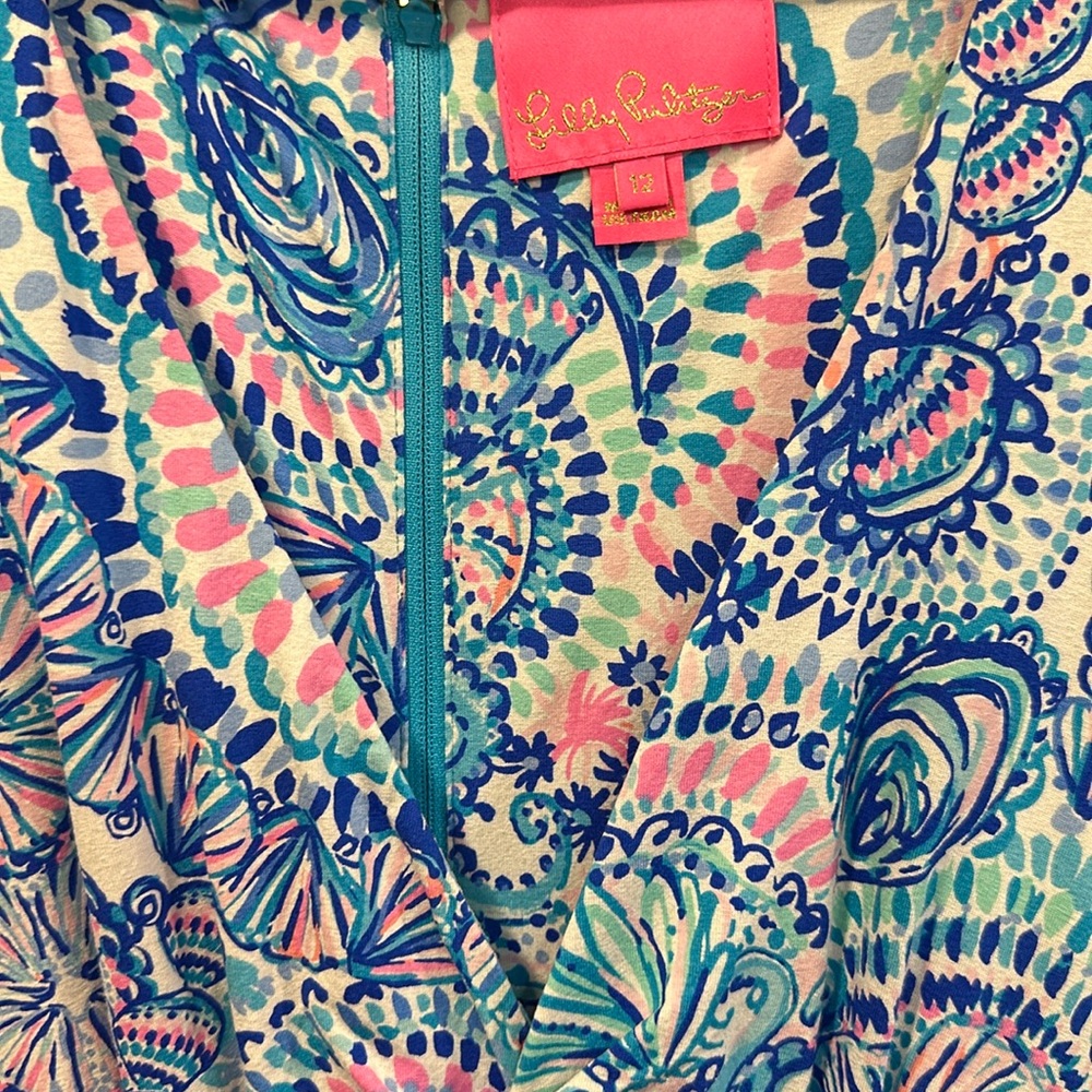 Lilly Pulitzer Minka Sleeved Maxi Blue Grotto Commotion In The Ocean Size 12